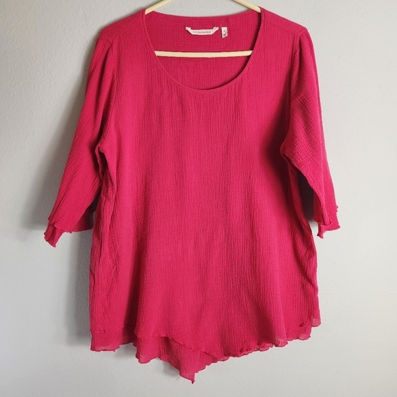 Soft Surroundings Womens Gauze Siesta Key Tunic in Peacock Pink-Size M (10-12) - Picture 2 of 8